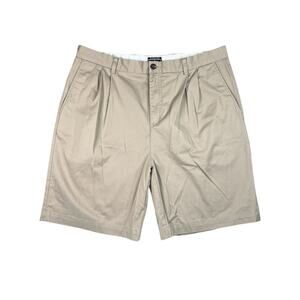 Adidas Golf Chino Pleated Shorts Mens Size 38 (36x9 Measured) Tan Khaki Stretch